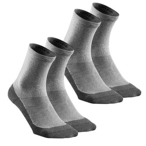 Calcetines altos 2 pares HIKE QUECHUA 50 - Gris Carbon