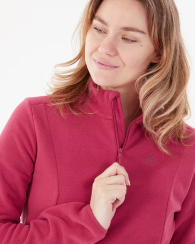 Polar QUECHUA montaña y trekking media cremallera Mujer MH100 - Cereza