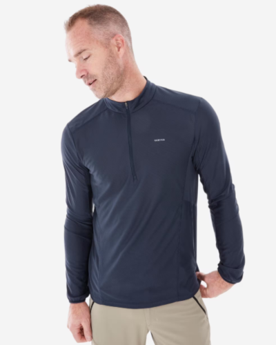  Camiseta QUECHUA montaña y trekking de manga larga Hombre MH550 - Azul asfalto